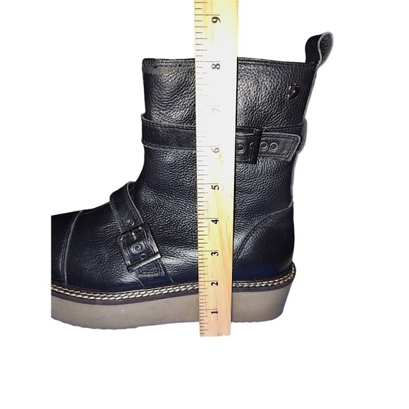 Gioseppo Black Leather Platform Moto Ankle Boots Size 37 - Picture 10 of 12